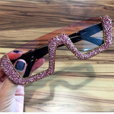 Rhinestone Half Frame Oversized Luxury Square Sunglasses