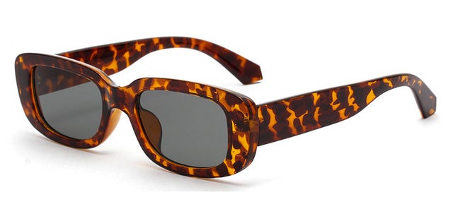 Thick Leopard Rectangular Frame Gradient Retro Sunglasses