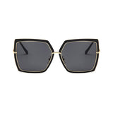 Gold Rimmed Mirror Lens Gradient Oversized Square Sunglasses