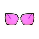 Gold Rimmed Mirror Lens Gradient Oversized Square Sunglasses