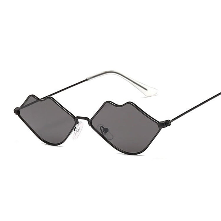 Lips-Shaped Metal Frame Anti Reflective Lens Cat Eye Sunglasses