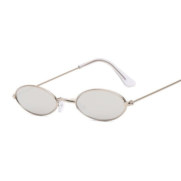 Vintage Oval Metal Frame Anti-Reflective Retro Sunglasses