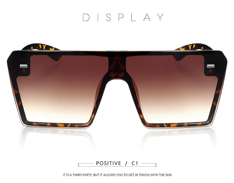 Flat Top Retro Gradient Big Frame Vintage Square Sunglasses