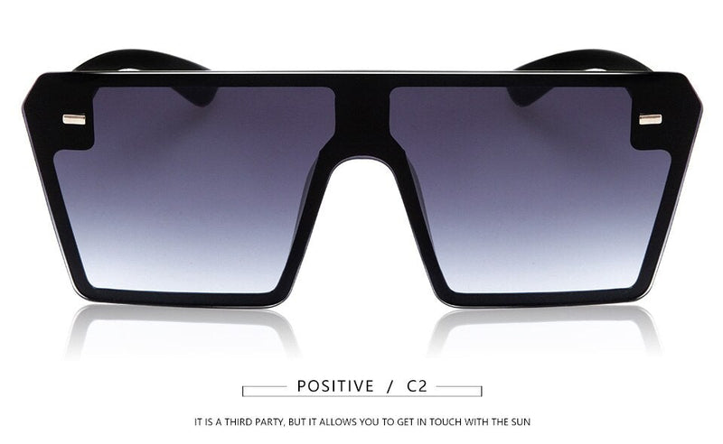 Flat Top Retro Gradient Big Frame Vintage Square Sunglasses