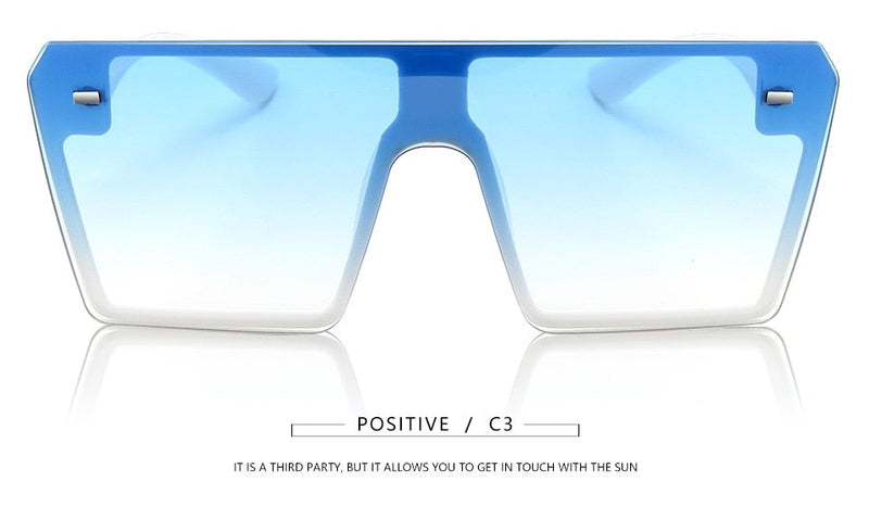 Flat Top Retro Gradient Big Frame Vintage Square Sunglasses