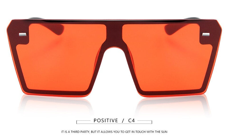 Flat Top Retro Gradient Big Frame Vintage Square Sunglasses