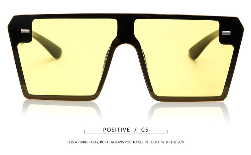 Flat Top Retro Gradient Big Frame Vintage Square Sunglasses
