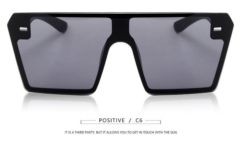 Flat Top Retro Gradient Big Frame Vintage Square Sunglasses
