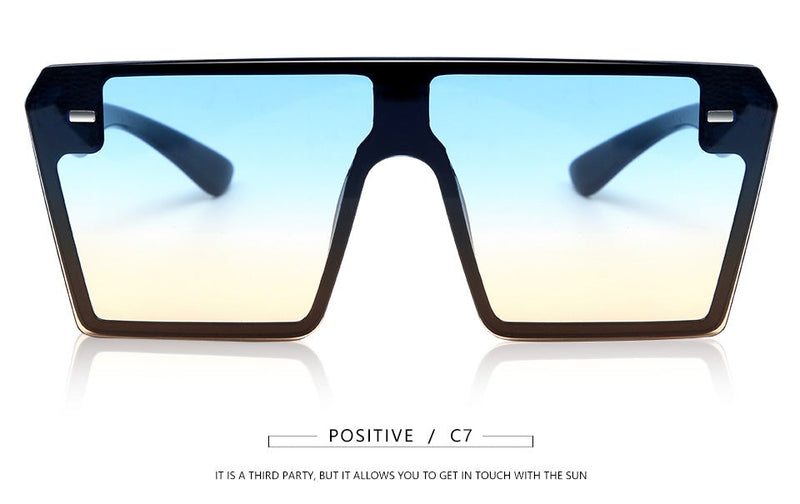 Flat Top Retro Gradient Big Frame Vintage Square Sunglasses