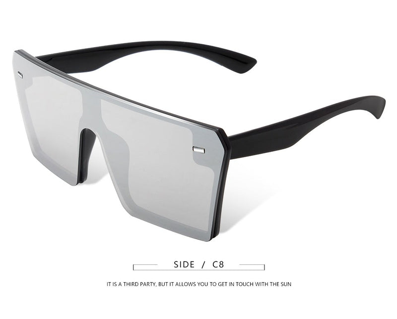 Flat Top Retro Gradient Big Frame Vintage Square Sunglasses