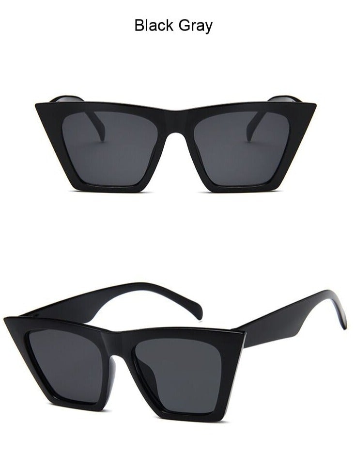 Classic Style Flat Gradient Lens Vintage cat Eye Sunglasses