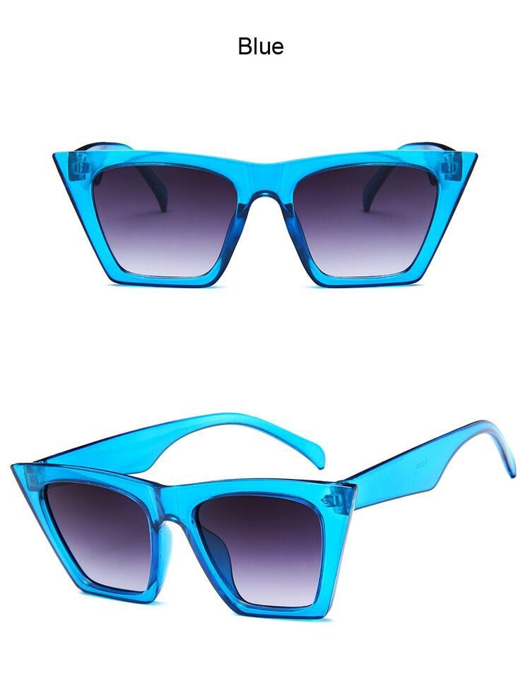 Classic Style Flat Gradient Lens Vintage cat Eye Sunglasses