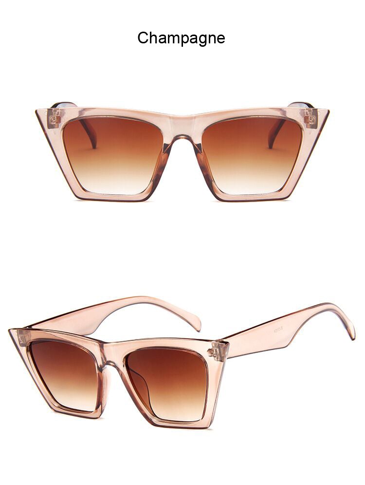 Classic Style Flat Gradient Lens Vintage cat Eye Sunglasses