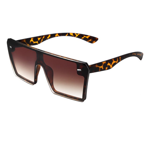 Flat Top Retro Gradient Big Frame Vintage Square Sunglasses