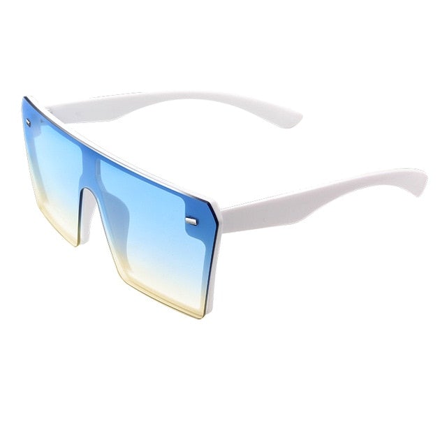 Flat Top Retro Gradient Big Frame Vintage Square Sunglasses