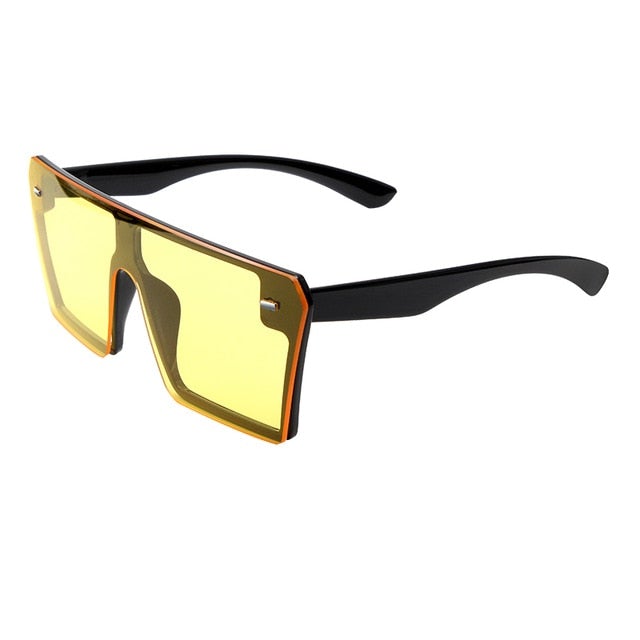 Flat Top Retro Gradient Big Frame Vintage Square Sunglasses
