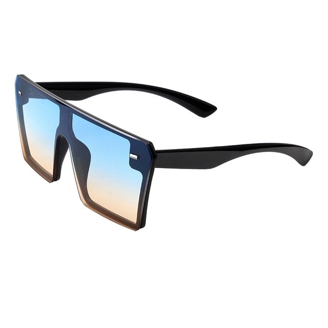 Flat Top Retro Gradient Big Frame Vintage Square Sunglasses