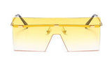 Flat Rimless Oversized Gradient Lens One Piece Mask Sunglasses