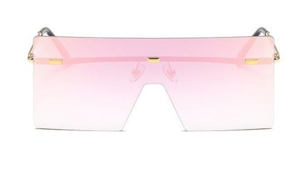 Flat Rimless Oversized Gradient Lens One Piece Mask Sunglasses