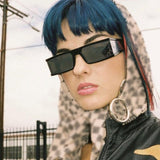 Small Rectangle Resin Frame Acrylic Lens Visor Sunglasses