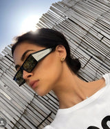 Small Rectangle Resin Frame Acrylic Lens Visor Sunglasses