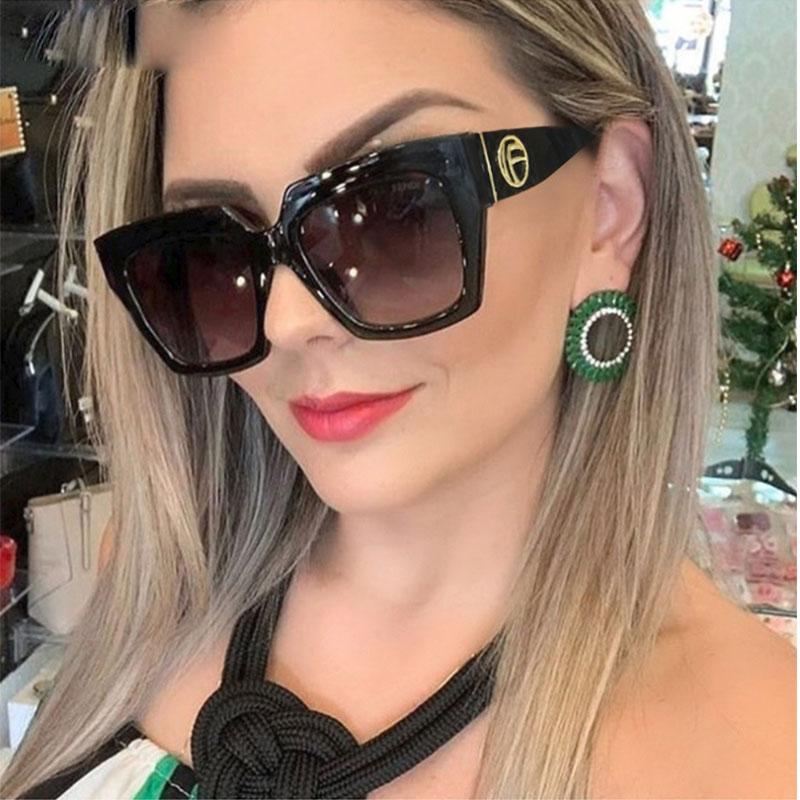 Big Letter F Retro Square Sunglasses