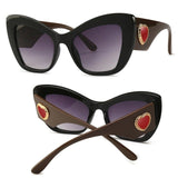 Vintage Heart Decor Thick Resin Frame Gradient Cat Eye Sunglasses