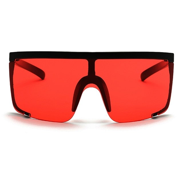 Oversize Mask Shape Flat Top Hood Shield Visor Sunglasses