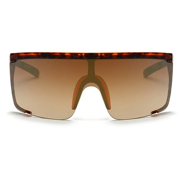 Oversize Mask Shape Flat Top Hood Shield Visor Sunglasses