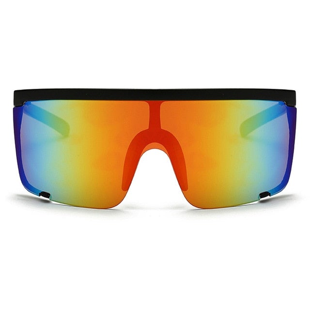 Oversize Mask Shape Flat Top Hood Shield Visor Sunglasses