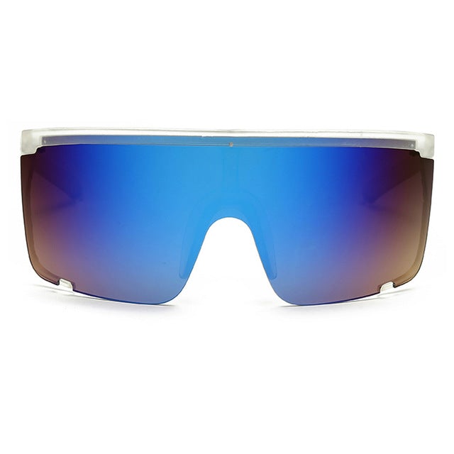 Oversize Mask Shape Flat Top Hood Shield Visor Sunglasses