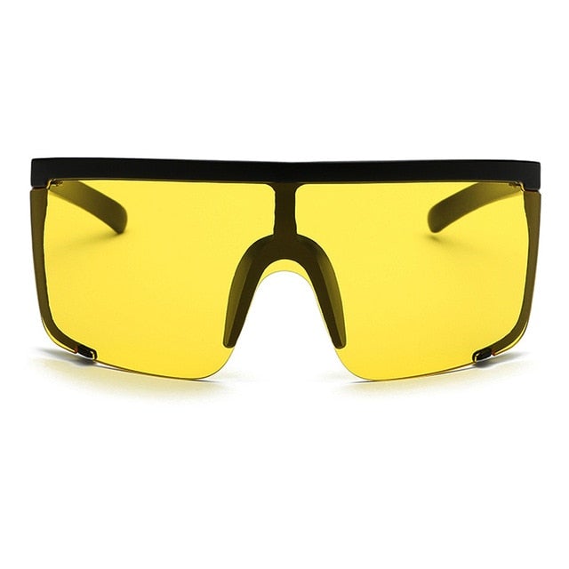 Oversize Mask Shape Flat Top Hood Shield Visor Sunglasses
