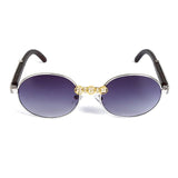 Vintage Wood Frame Diamond Crystal Handmade Round Sunglasses