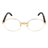 Vintage Wood Frame Diamond Crystal Handmade Round Sunglasses