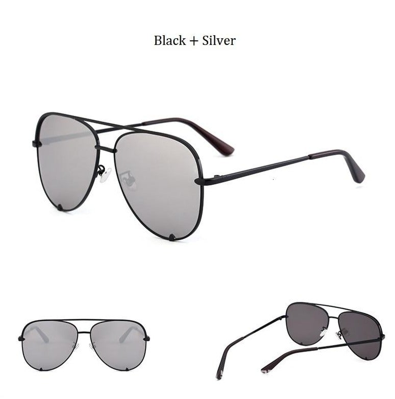 Luxury Style Mirror Gradient Lens Metal Frame Aviator Sunglasses