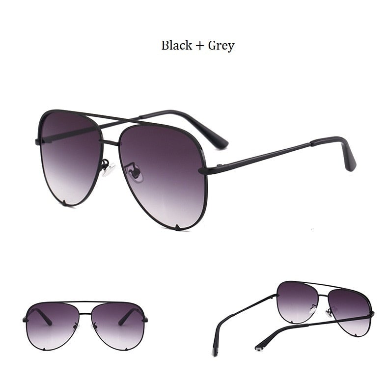 Luxury Style Mirror Gradient Lens Metal Frame Aviator Sunglasses