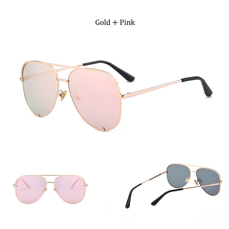 Luxury Style Mirror Gradient Lens Metal Frame Aviator Sunglasses