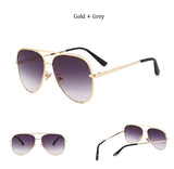 Luxury Style Mirror Gradient Lens Metal Frame Aviator Sunglasses