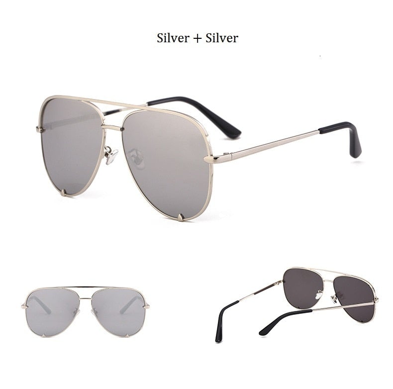 Luxury Style Mirror Gradient Lens Metal Frame Aviator Sunglasses