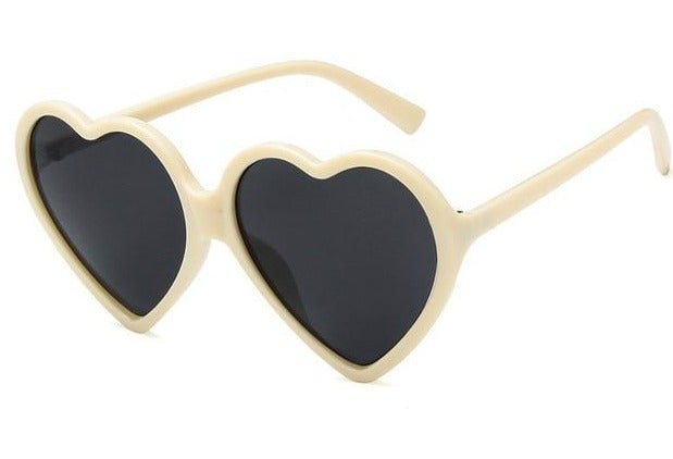 Love Heart Cat Eye Frame Mirror Lens Retro Sunglasses