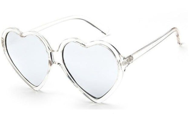 Love Heart Cat Eye Frame Mirror Lens Retro Sunglasses