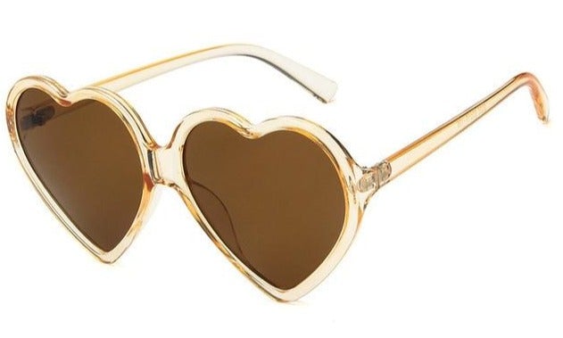 Love Heart Cat Eye Frame Mirror Lens Retro Sunglasses