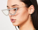 Vintage Triangle Rhinestone Metal Frame Diamond Cat Eye Sunglasses