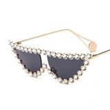 Vintage Triangle Rhinestone Metal Frame Diamond Cat Eye Sunglasses