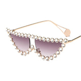 Vintage Triangle Rhinestone Metal Frame Diamond Cat Eye Sunglasses
