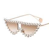 Vintage Triangle Rhinestone Metal Frame Diamond Cat Eye Sunglasses
