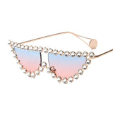 Vintage Triangle Rhinestone Metal Frame Diamond Cat Eye Sunglasses