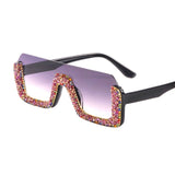 Luxury Crystal Half Frame Oversized Rhinestone Square Sunglasses