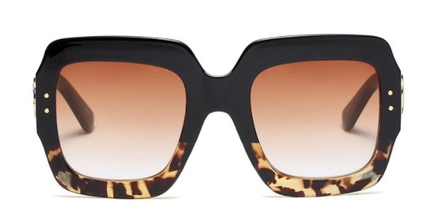 Solid Glitter Frame Oversized Retro Gradient Square Sunglasses