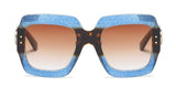 Solid Glitter Frame Oversized Retro Gradient Square Sunglasses